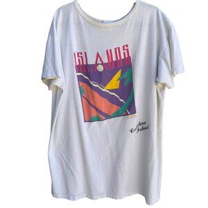 Vintage 80s Catalina Islands Graphic White Crew Neck Hugger Free Style Shirt OS